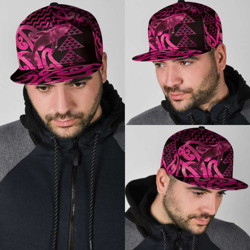 Humpback Whale Matariki New Zealand Snapback Cap NZ Maori Paikea Poutama Luxury Pink