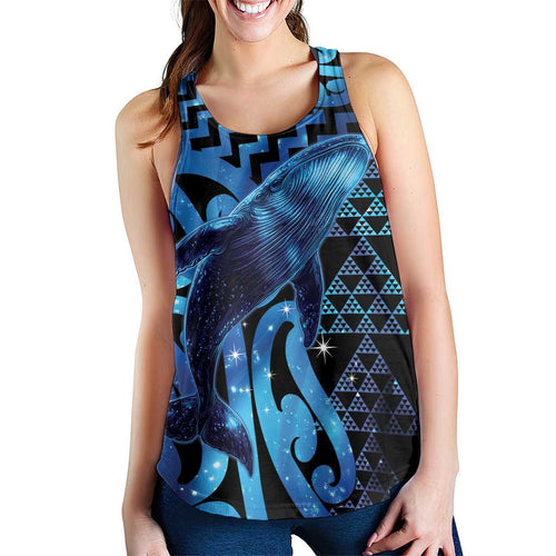 Humpback Whale Matariki New Zealand Women Racerback Tank NZ Maori Paikea Poutama Luxury Blue