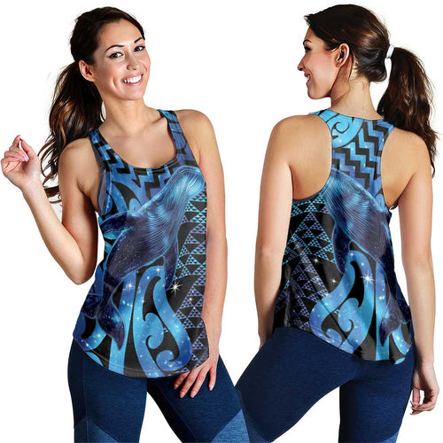 Humpback Whale Matariki New Zealand Women Racerback Tank NZ Maori Paikea Poutama Luxury Blue