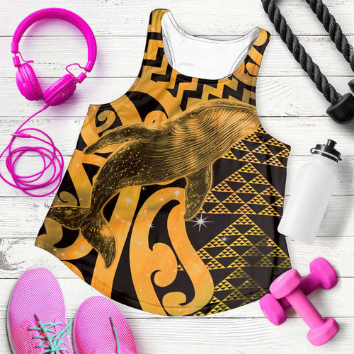 Humpback Whale Matariki New Zealand Women Racerback Tank NZ Maori Paikea Poutama Luxury Gold
