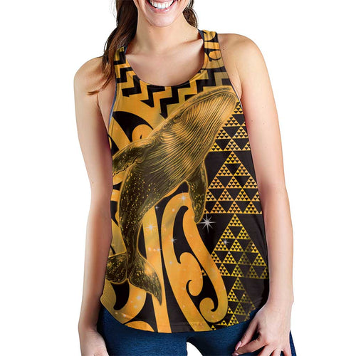 Humpback Whale Matariki New Zealand Women Racerback Tank NZ Maori Paikea Poutama Luxury Gold
