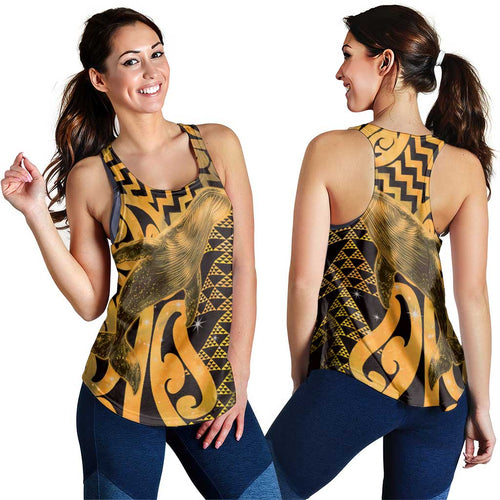 Humpback Whale Matariki New Zealand Women Racerback Tank NZ Maori Paikea Poutama Luxury Gold