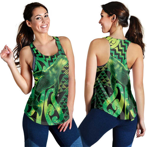 Humpback Whale Matariki New Zealand Women Racerback Tank NZ Maori Paikea Poutama Luxury Green