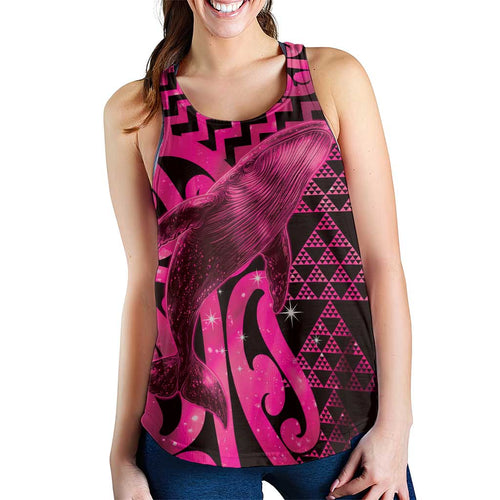 Humpback Whale Matariki New Zealand Women Racerback Tank NZ Maori Paikea Poutama Luxury Pink