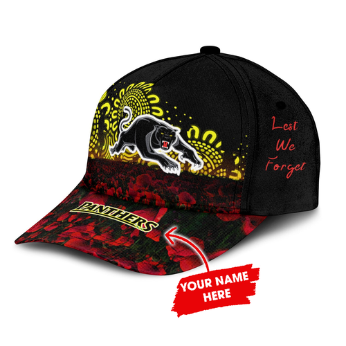 Penrith Panthers Cap Aboriginal Rugby Anzac Day Poppy With Soldiers- NRL LT10