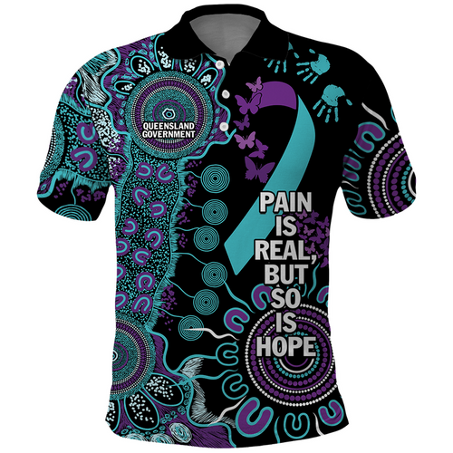 Customer Request - tracey.munt - 19/03/26 - Polo Shirt - Aboriginal Ribbon Dot Painting LT9