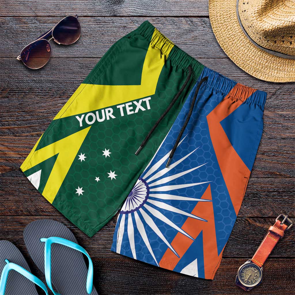 India vs Australia Personalised Shorts for Men Blue vs Gold Cricket Heritage - Aussie Hoodie