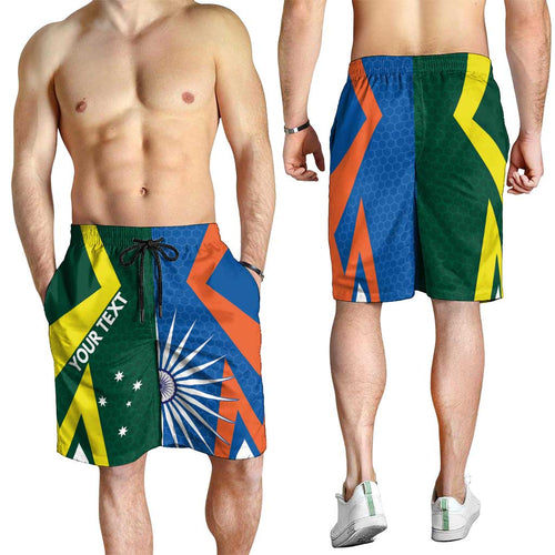 India vs Australia Personalised Shorts for Men Blue vs Gold Cricket Heritage - Aussie Hoodie
