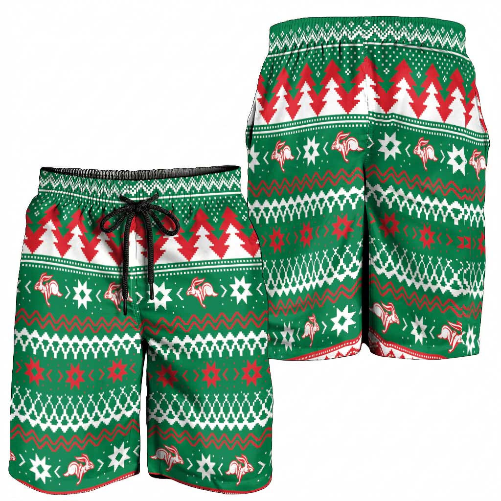 Jingle Rabbitohs Jump Shorts for Men Christmas Rugby League Spirit - Aussie Hoodie