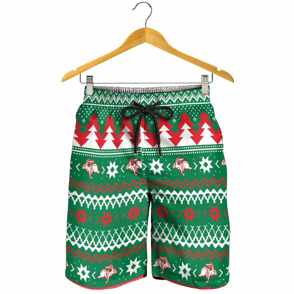 Jingle Rabbitohs Jump Shorts for Men Christmas Rugby League Spirit - Aussie Hoodie