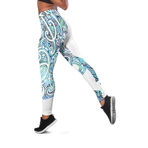 Kahui Whetu Paua Shell Kowhaiwhai Taniko Leggings Taniwha Maori Tribal Style
