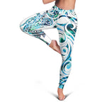 Kahui Whetu Paua Shell Kowhaiwhai Taniko Leggings Turtle Tattoo Maori Tribal Style