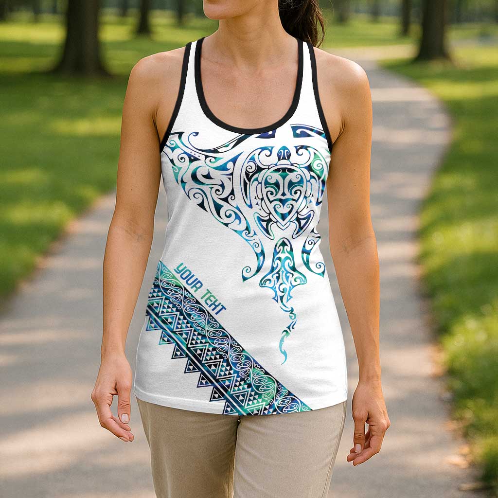 Kahui Whetu Paua Shell Kowhaiwhai Taniko Personalised Hollow Tank Top Manta Ray Shark-Turtle Maori Tribal Style