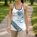 Kahui Whetu Paua Shell Kowhaiwhai Taniko Personalised Hollow Tank Top Taniwha Maori Tribal Style