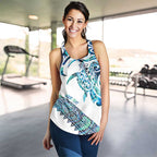 Kahui Whetu Paua Shell Kowhaiwhai Taniko Personalised Women Racerback Tank Turtle Tattoo Maori Tribal Style