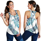Kahui Whetu Paua Shell Kowhaiwhai Taniko Personalised Women Racerback Tank Turtle Tattoo Maori Tribal Style