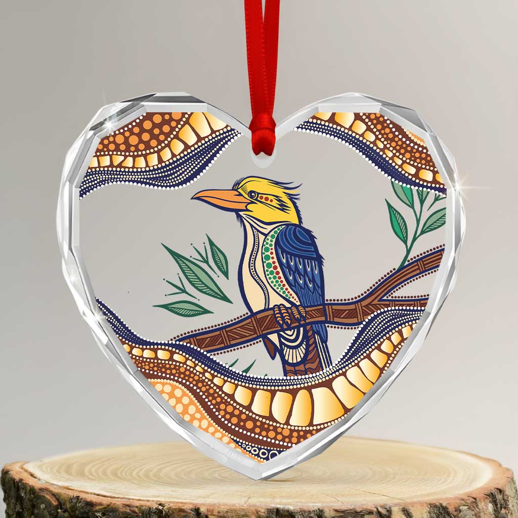 Kookaburra Australia Indigenous Art Glass Ornament