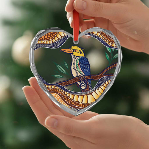 Kookaburra Australia Indigenous Art Glass Ornament