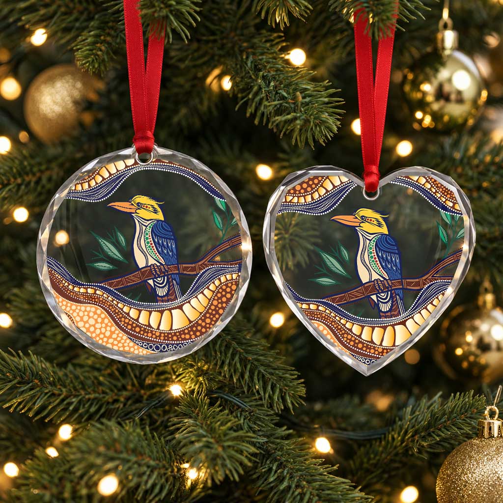 Kookaburra Australia Indigenous Art Glass Ornament