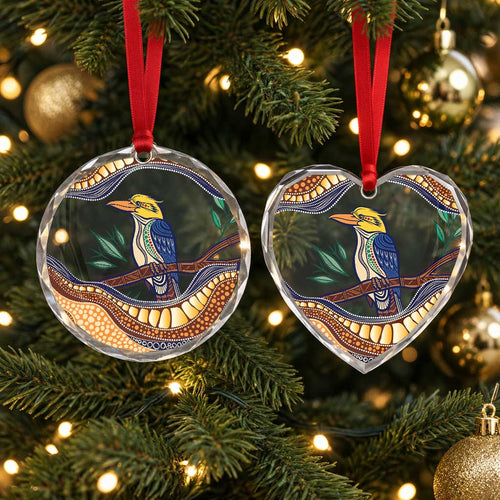 Kookaburra Australia Indigenous Art Glass Ornament