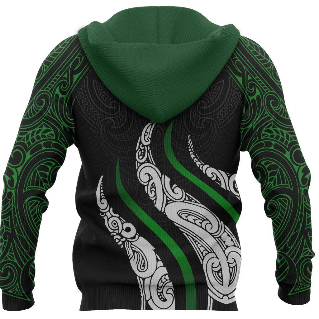 New Zealand Hoodie Green Maori Tribal Tattoo LT03