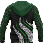 New Zealand Hoodie Green Maori Tribal Tattoo LT03