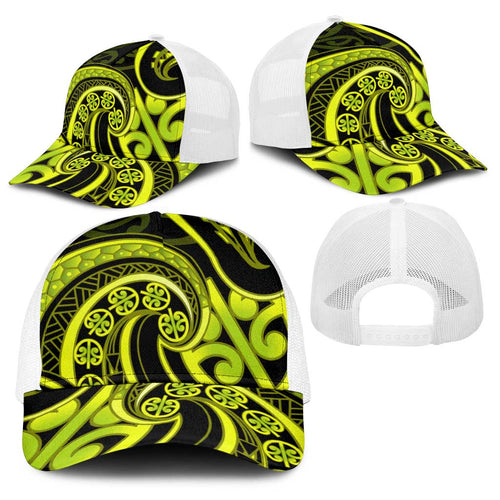 Lime Green New Zealand Mangopare Baseball Net Cap Aotearoa Maori Koru Style - Aussie Hoodie