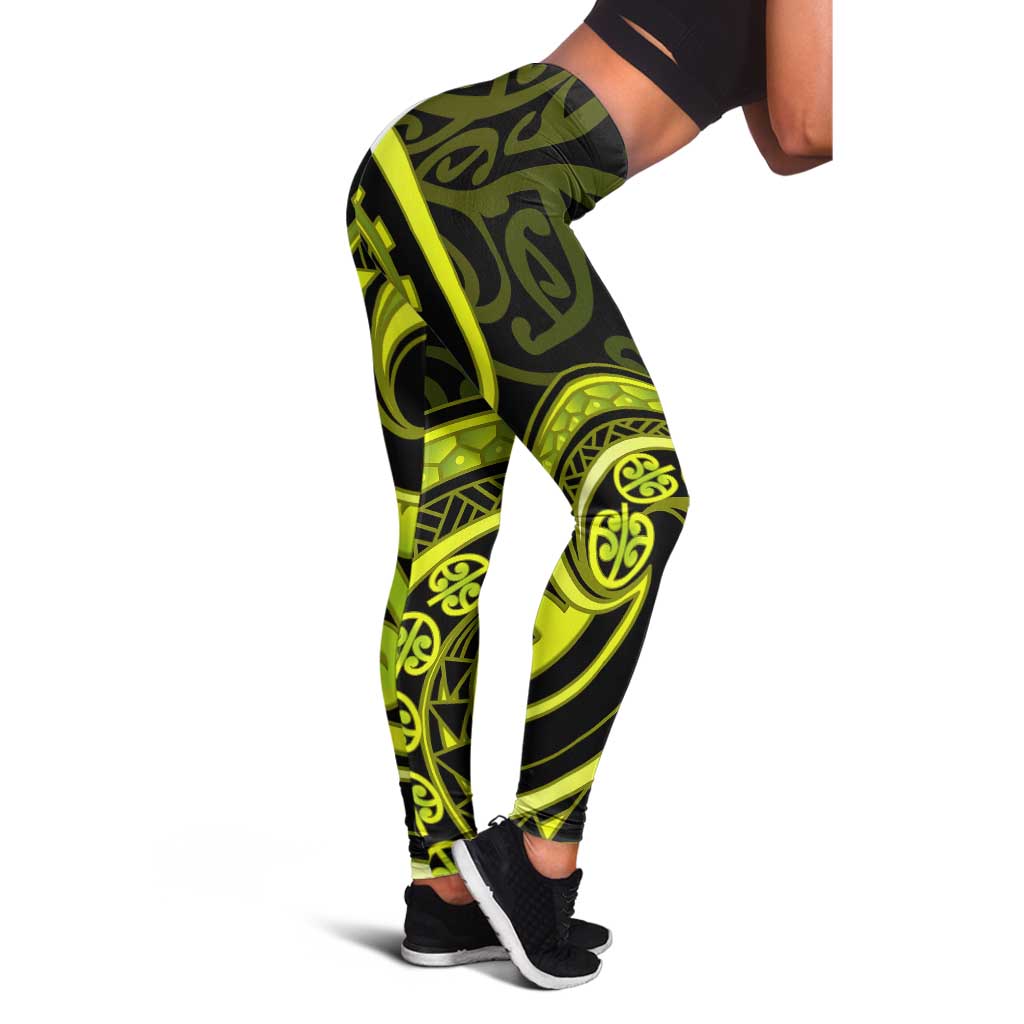 Lime Green New Zealand Mangopare Leggings Aotearoa Maori Koru Style
