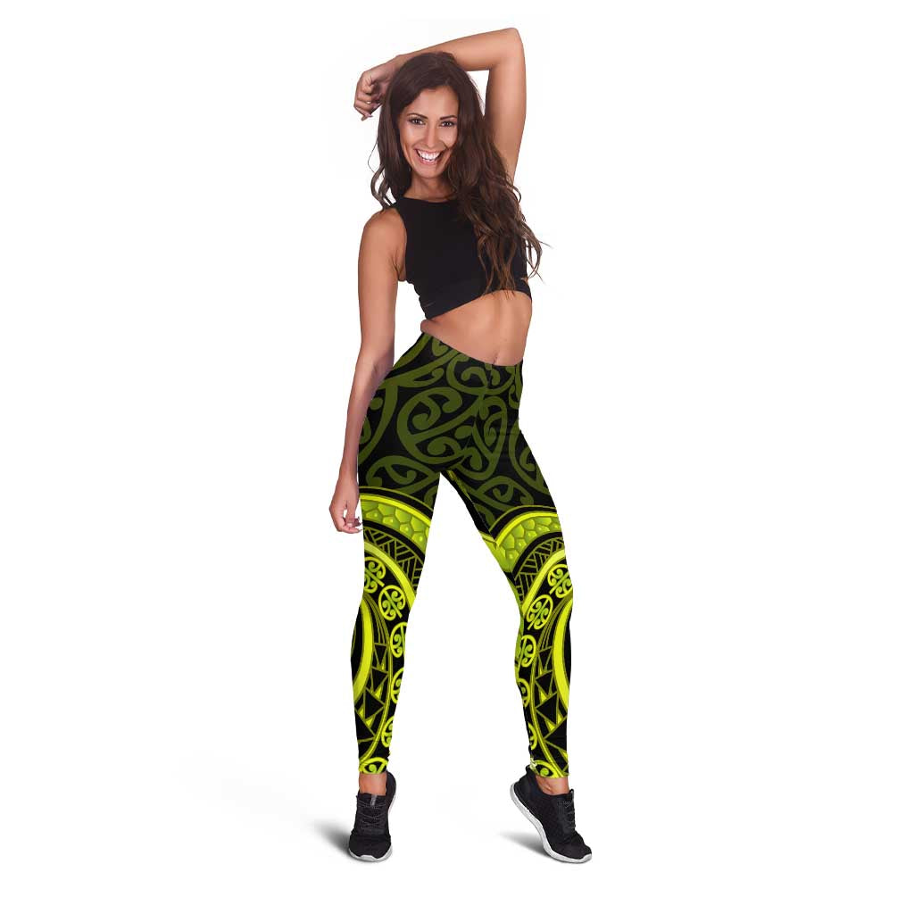 Lime Green New Zealand Mangopare Leggings Aotearoa Maori Koru Style