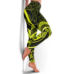 Lime Green New Zealand Mangopare Leggings Aotearoa Maori Koru Style