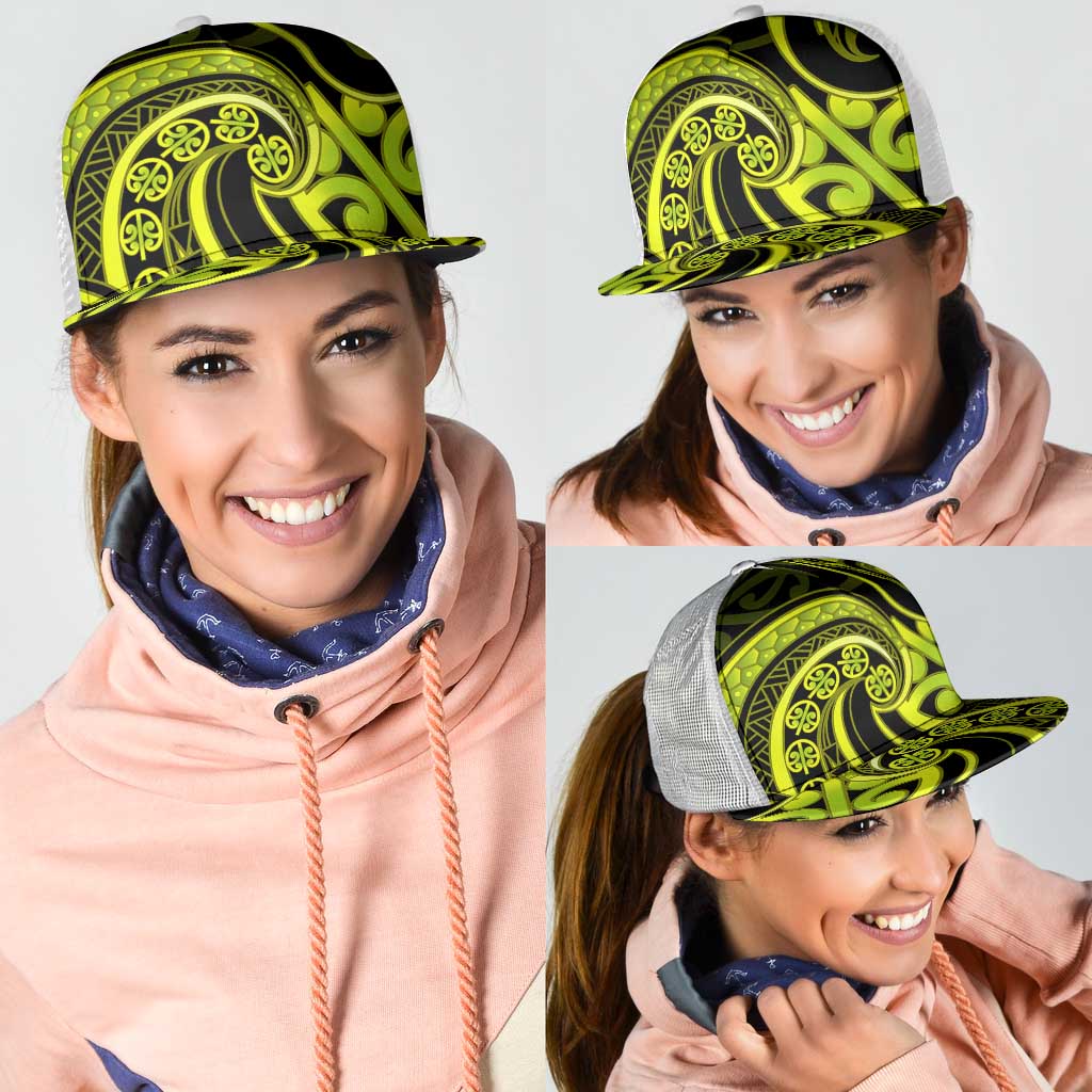 Lime Green New Zealand Mangopare Mesh Trucker Cap Aotearoa Maori Koru Style - Aussie Hoodie