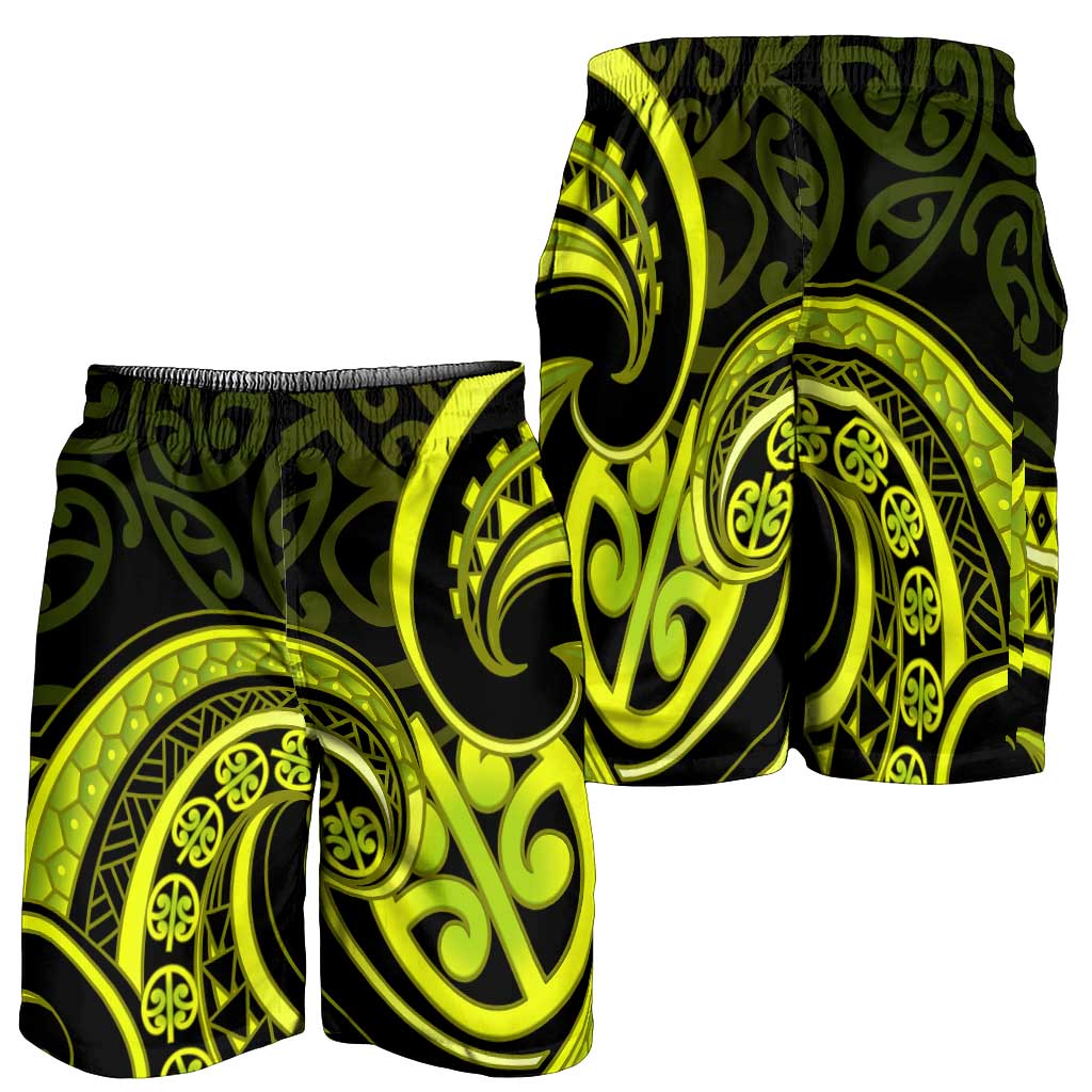 Lime Green New Zealand Mangopare Shorts for Men Aotearoa Maori Koru Style