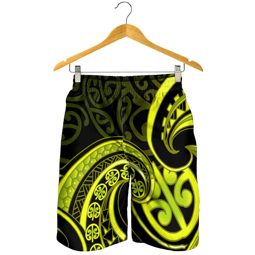 Lime Green New Zealand Mangopare Shorts for Men Aotearoa Maori Koru Style