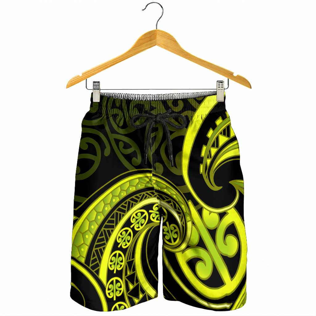Lime Green New Zealand Mangopare Shorts for Men Aotearoa Maori Koru Style