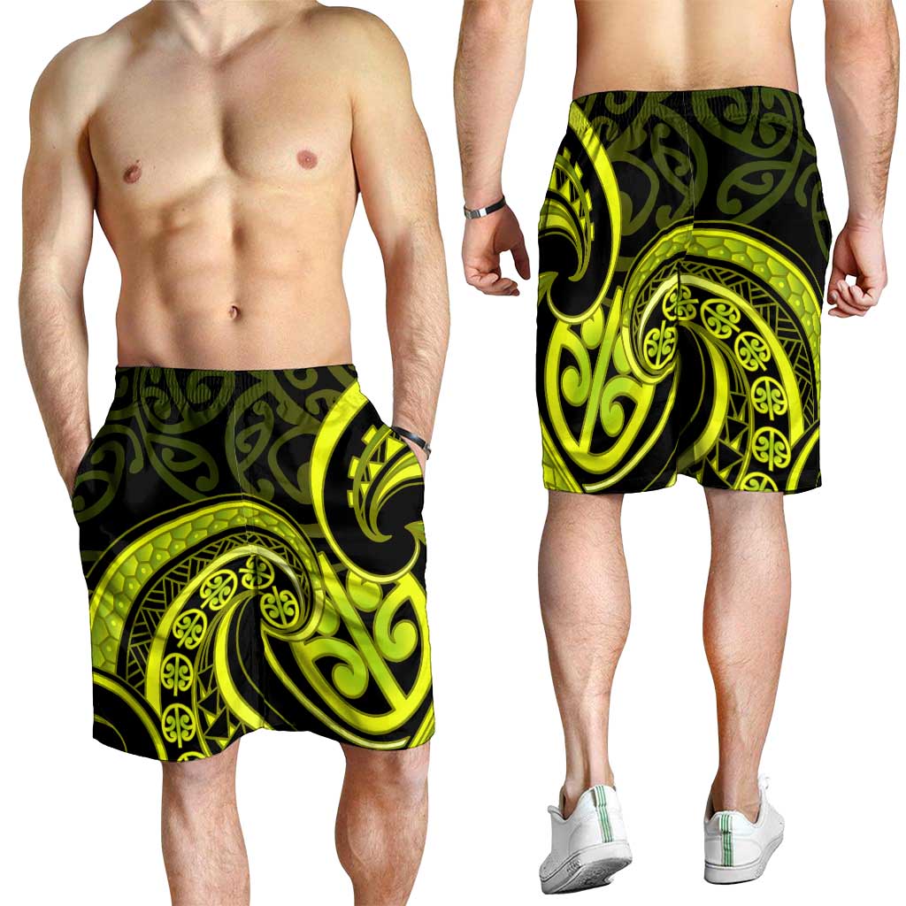 Lime Green New Zealand Mangopare Shorts for Men Aotearoa Maori Koru Style