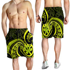 Lime Green New Zealand Mangopare Shorts for Men Aotearoa Maori Koru Style