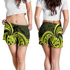 Lime Green New Zealand Mangopare Shorts for Women Aotearoa Maori Koru Style