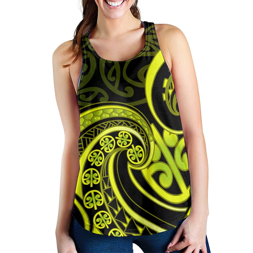 Lime Green New Zealand Mangopare Women Racerback Tank Aotearoa Maori Koru Style