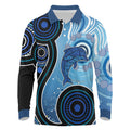 Aboriginal Long Sleeve Polo Shirt Dolphin And Aboriginal Dot Patterns