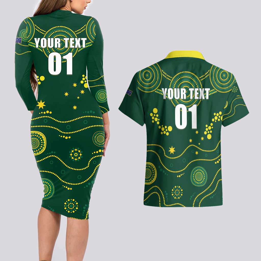 Australia 2024 Rugby Couples Matching Long Sleeve Bodycon Dress and Hawaiian Shirt Go Wallabies