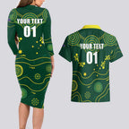 Australia 2024 Rugby Couples Matching Long Sleeve Bodycon Dress and Hawaiian Shirt Go Wallabies