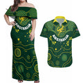 Australia 2024 Rugby Couples Matching Off Shoulder Maxi Dress and Hawaiian Shirt Go Wallabies