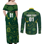 Australia 2024 Rugby Couples Matching Off Shoulder Maxi Dress and Long Sleeve Button Shirt Go Wallabies