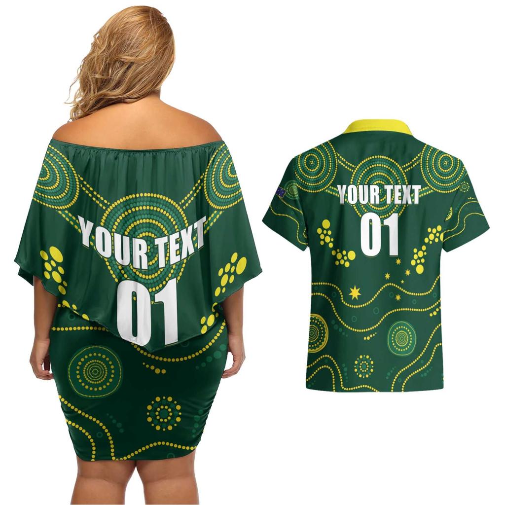 Australia 2024 Rugby Couples Matching Off Shoulder Short Dress and Hawaiian Shirt Go Wallabies