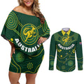 Australia 2024 Rugby Couples Matching Off Shoulder Short Dress and Long Sleeve Button Shirt Go Wallabies