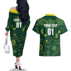 Australia 2024 Rugby Couples Matching Off The Shoulder Long Sleeve Dress and Hawaiian Shirt Go Wallabies