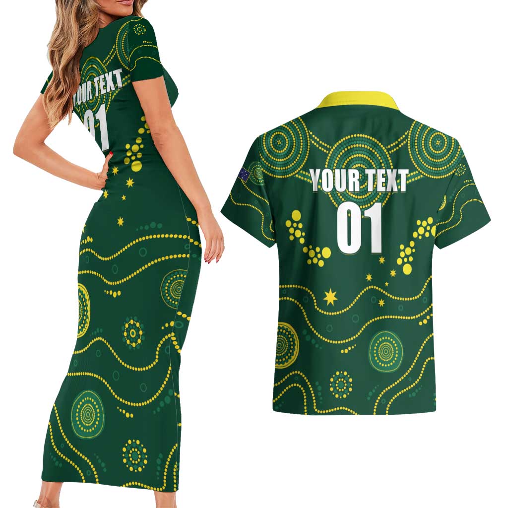 Australia 2024 Rugby Couples Matching Short Sleeve Bodycon Dress and Hawaiian Shirt Go Wallabies