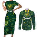 Australia 2024 Rugby Couples Matching Short Sleeve Bodycon Dress and Long Sleeve Button Shirt Go Wallabies