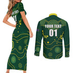 Australia 2024 Rugby Couples Matching Short Sleeve Bodycon Dress and Long Sleeve Button Shirt Go Wallabies