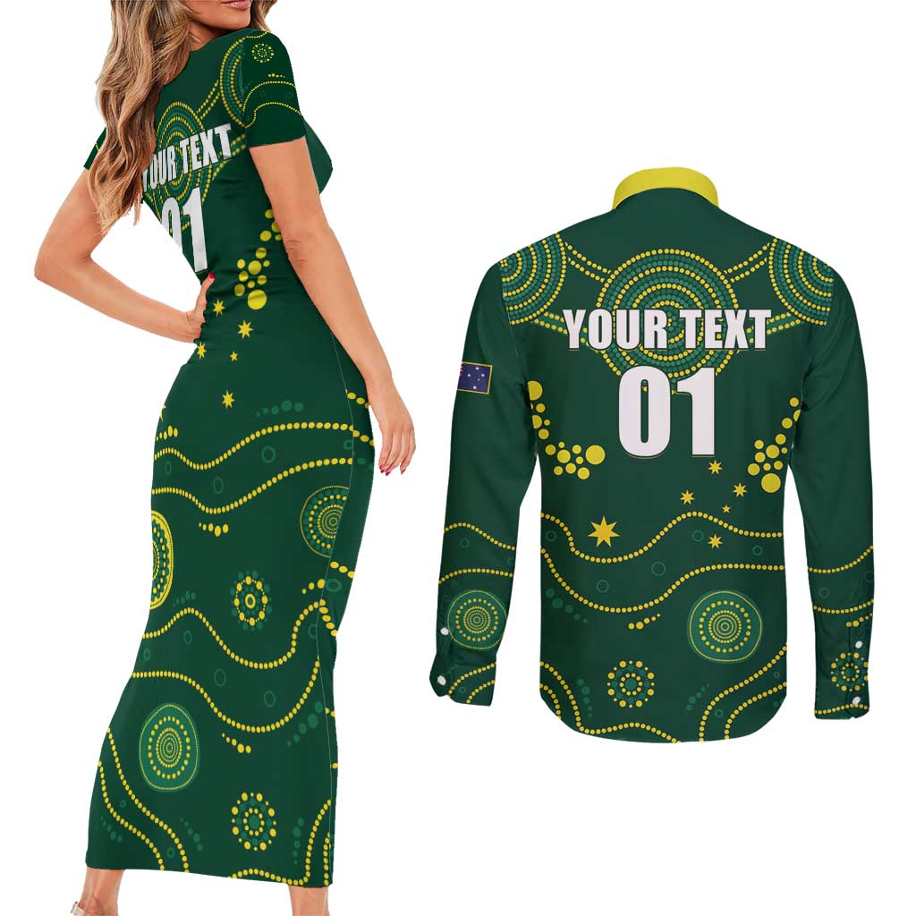 Australia 2024 Rugby Couples Matching Short Sleeve Bodycon Dress and Long Sleeve Button Shirt Go Wallabies